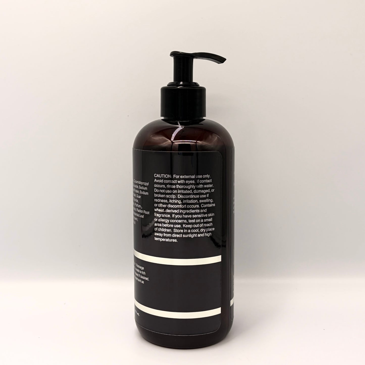 S-7 Daily Shampoo back label showing the ingredient list and caution text