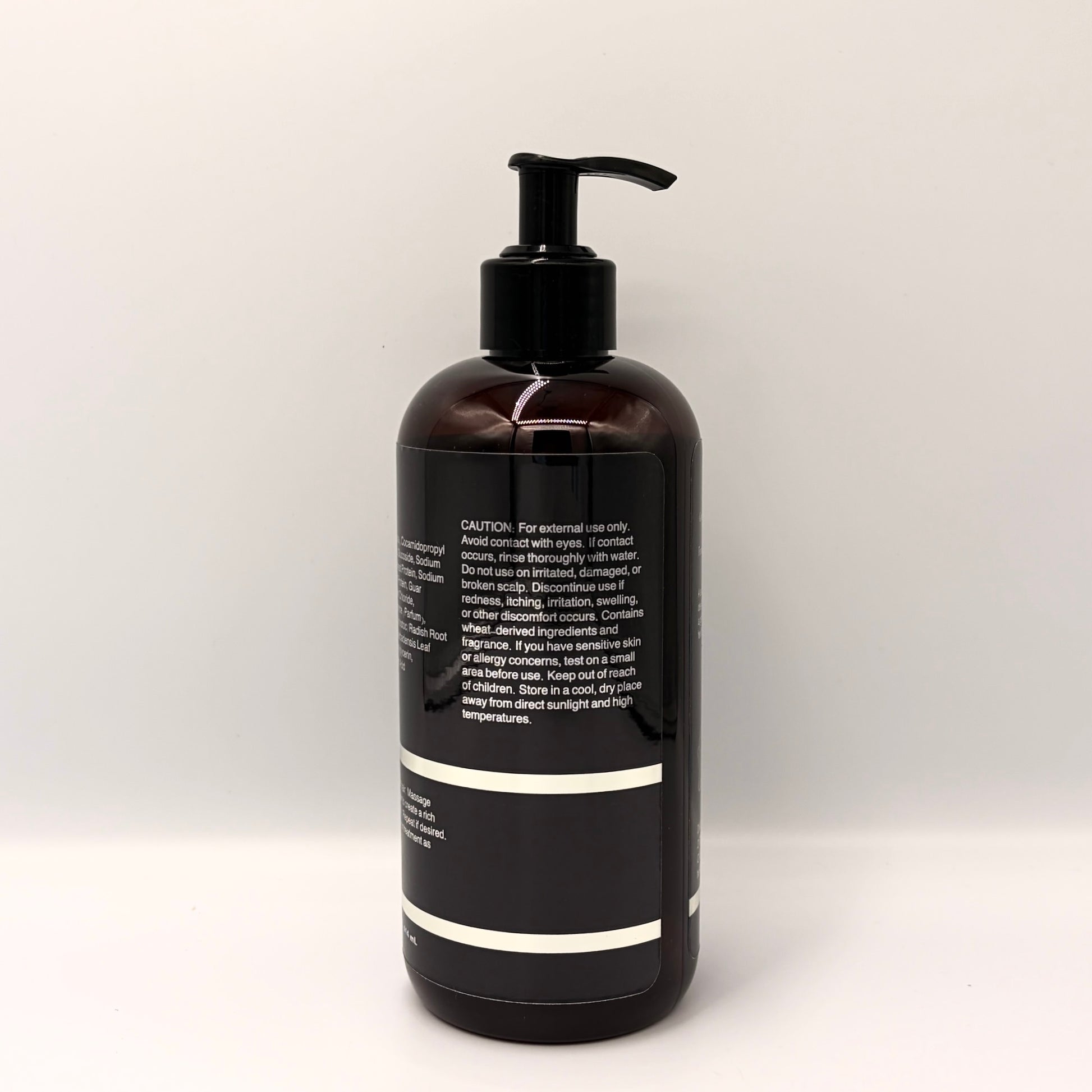 S-7 Daily Shampoo back label showing the ingredient list and caution text